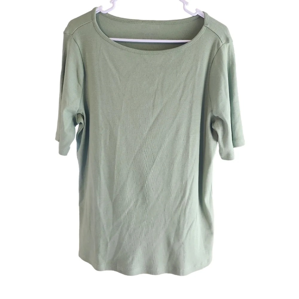 Appleseed's Womens Green Short Sleeve Round Neck T-Shirt Size L C28